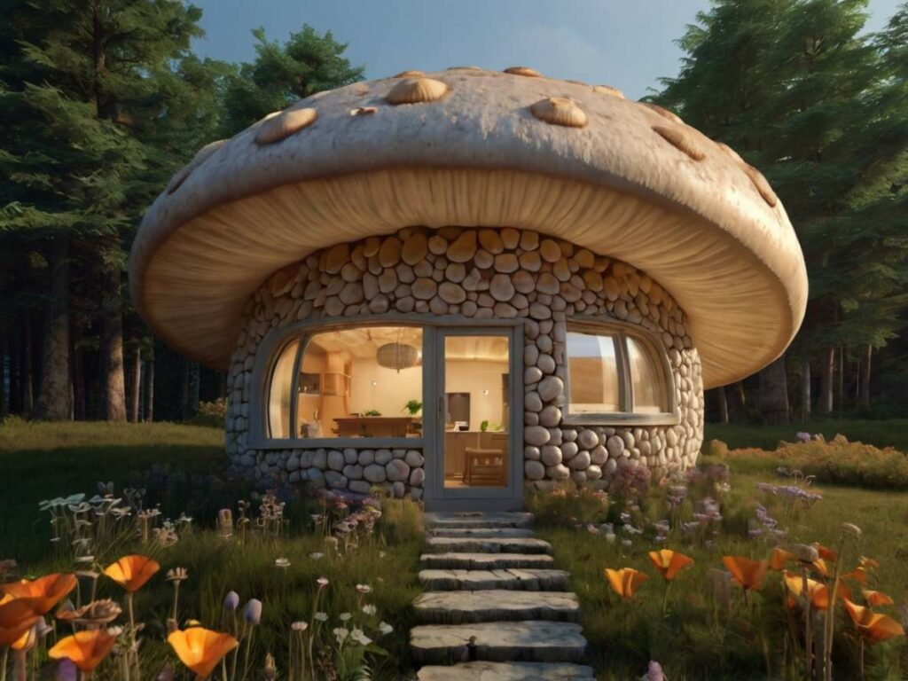 maison en forme de champignon